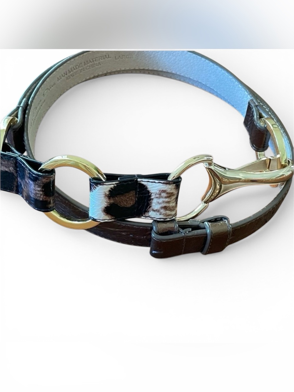 Vintage Lake Shore Drive Women’s Chain Belt Copper with Leopard Detail L